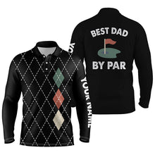 Load image into Gallery viewer, Mens golf polo shirts black argyle plaid custom best dad by par golf shirts for dad, father&#39;s day gift NQS5418