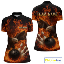 Load image into Gallery viewer, Flame Eagle Bowling Polo, Quarter Zip Shirts For Women Custom Eagle Bowling Team Jerseys NQS9972