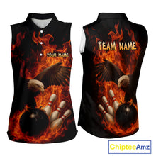 Load image into Gallery viewer, Flame Eagle Bowling sleeveless polo Shirts For Women Custom Eagle Bowling Team Jerseys NQS9972
