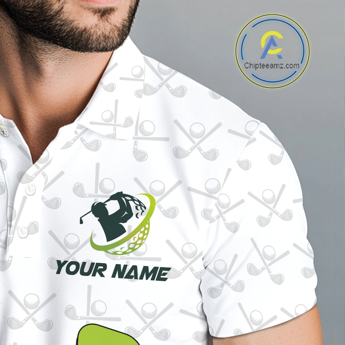 Green and White golf camo Men golf polo shirts custom golf wear for mens, best golf gifts NQS10170