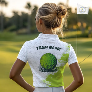 Green and White golf camo Women golf polo shirts custom golf wear for ladies, best golf gifts NQS10170