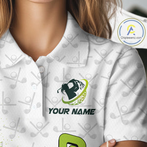 Green and White golf camo Women golf polo shirts custom golf wear for ladies, best golf gifts NQS10170