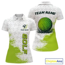 Load image into Gallery viewer, Green and White golf camo Women golf polo shirts custom golf wear for ladies, best golf gifts NQS10170