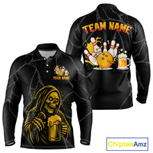 Load image into Gallery viewer, Bowling And Beer Custom Skull Bowling Shirts For Men, Halloween Bowling Outfits NQS10518