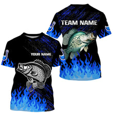 Load image into Gallery viewer, Blue fire Crappie fishing Custom performance long sleeve Crappie fishing tournament shirts for team NQS9084