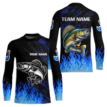 Load image into Gallery viewer, Blue fire Walleye fishing Custom performance long sleeve Walleye fishing tournament shirts for team NQS9085