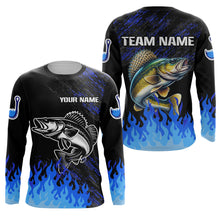 Load image into Gallery viewer, Blue fire Walleye fishing Custom performance long sleeve Walleye fishing tournament shirts for team NQS9085