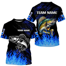 Load image into Gallery viewer, Blue fire Walleye fishing Custom performance long sleeve Walleye fishing tournament shirts for team NQS9085