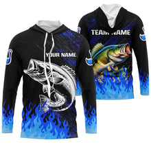 Load image into Gallery viewer, Blue fire Largemouth Bass fishing Custom performance long sleeve fishing tournament shirts for team NQS7736