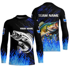 Load image into Gallery viewer, Blue fire Largemouth Bass fishing Custom performance long sleeve fishing tournament shirts for team NQS7736