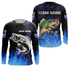 Load image into Gallery viewer, Blue fire Largemouth Bass fishing Custom performance long sleeve fishing tournament shirts for team NQS7736