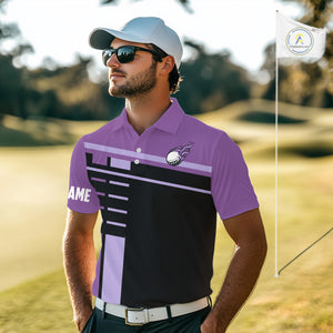 Personalized Black and Purple Men golf polo shirts, Custom Golf Shirts For Team men golfers NQS10160