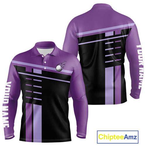 Personalized Black and Purple Men golf polo shirts, Custom Golf Shirts For Team men golfers NQS10160