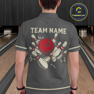 Custom Retro Bowling Polo, Quarter Zip Shirt for Men Personalized Vintage Team Bowling Jersey NQS10505