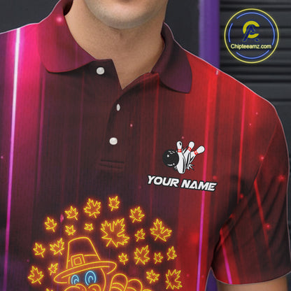 Colorful Neon Autumn Turkey Bowling Shirts for Men Custom Thanksgiving Bowling Team Jerseys NQS10417