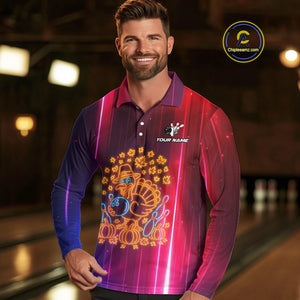 Colorful Neon Autumn Turkey Bowling Shirts for Men Custom Thanksgiving Bowling Team Jerseys NQS10417