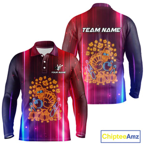 Colorful Neon Autumn Turkey Bowling Shirts for Men Custom Thanksgiving Bowling Team Jerseys NQS10417