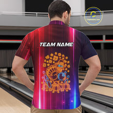 Load image into Gallery viewer, Colorful Neon Autumn Turkey Bowling Shirts for Men Custom Thanksgiving Bowling Team Jerseys NQS10417