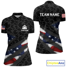 Load image into Gallery viewer, American Flag Women Bowling Shirt Custom Bowling Jersey for Team Patriotic Bowler Polo, 1/4 zip Shirt NQS10427