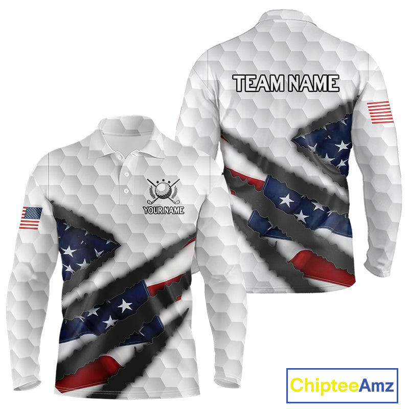 Personalized American Flag Golf polo shirt For Men Custom Patriotic Golf Gifts NQS10428
