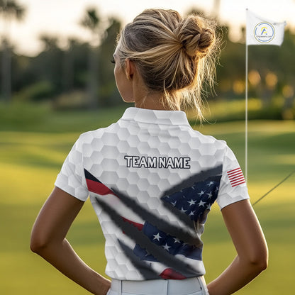 Personalized American Flag Golf polo shirt For Women Custom Patriotic Golf Gifts NQS10428
