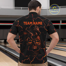 Load image into Gallery viewer, Black And Orange Skull Dragon Bowling Polo, 1/4 Zip Shirt For Men Custom Bowling Team League Jersey NQS10629