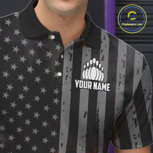 Load image into Gallery viewer, Black Smoke American Flag Bowling wings Shirts For Men Custom Patriotic Bowling Team League Jersey NQS10632