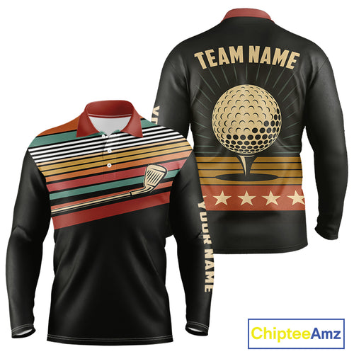 Retro Mens golf polo shirt Custom Vintage Team Golf attire for men, Gift For Golfers NQS10568