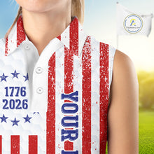 Load image into Gallery viewer, Custom 250 years of freedom American Flag Womens Sleeveless Polo shirts, patriotic team golf jerseys NQS11598