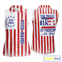 Load image into Gallery viewer, Custom 250 years of freedom American Flag Womens Sleeveless Polo shirts, patriotic team golf jerseys NQS11598