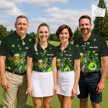 Load image into Gallery viewer, Funny Skull drink beer St Patrick day Green shamrock Women Golf Polo Shirt Custom ladies golf apparel NQS11411