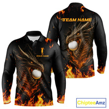 Load image into Gallery viewer, Flame Dragon Golf Polo Shirts For Men Custom Dragon team mens golf outfits, cool golf gifts NQS10861
