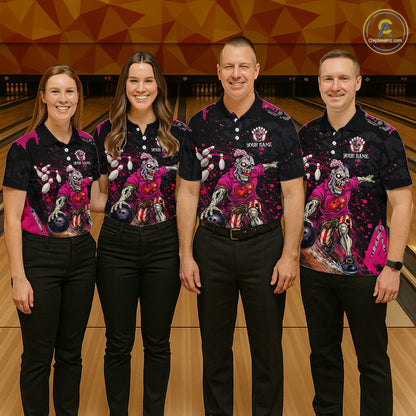 Black and Pink Funny zombie Bowling Shirts For Women Custom Ladies Bowling team league jerseys NQS11442