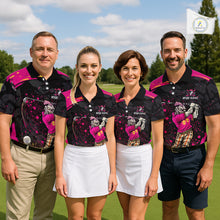 Load image into Gallery viewer, Black and Pink Funny zombie Golf Polo shirts for Women Custom funny women's golf team shirts NQS11443