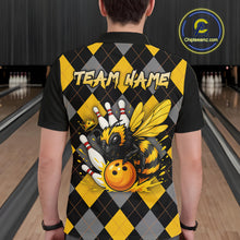 Load image into Gallery viewer, Black and Yellow argyle pattern Honey Bee Bowling shirts for Men Custom Team bowling jerseys NQS11250