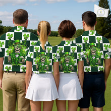 Load image into Gallery viewer, Funny Skull drink beer Clover square pattern Mens Golf Polo shirts Custom St Patrick's Day golf tops NQS11454