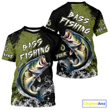 Load image into Gallery viewer, Black and Green Largemouth Bass Fishing Jerseys Custom Bass performance fishing apparel NQS11068