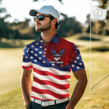 Load image into Gallery viewer, Custom American Flag Eagle Golf Polo Shirts For Men, patriotic Golf attire for men NQS11712