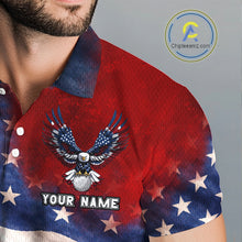 Load image into Gallery viewer, Custom American Flag Eagle Golf Polo Shirts For Men, patriotic Golf attire for men NQS11712