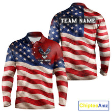 Load image into Gallery viewer, Custom American Flag Eagle Golf Polo Shirts For Men, patriotic Golf attire for men NQS11712