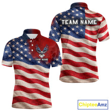 Load image into Gallery viewer, Custom American Flag Eagle Golf Polo Shirts For Men, patriotic Golf attire for men NQS11712