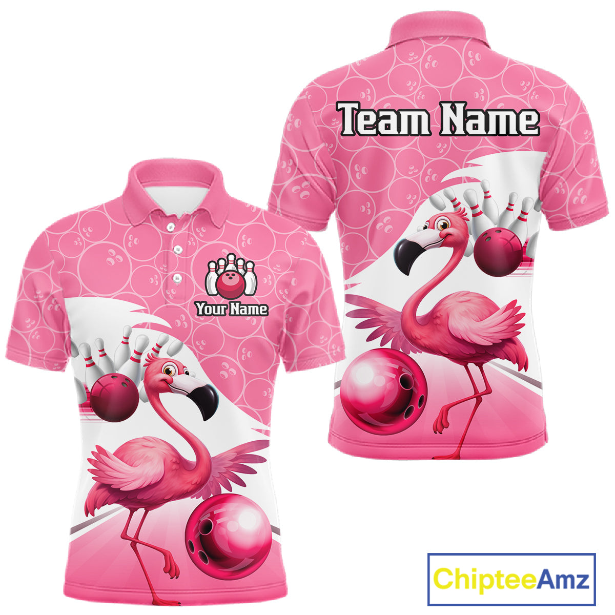 Funny Pink Flamingo Bowling Shirts for Men Custom Flamingo Team bowling jerseys, gift for bowlers NQS11715