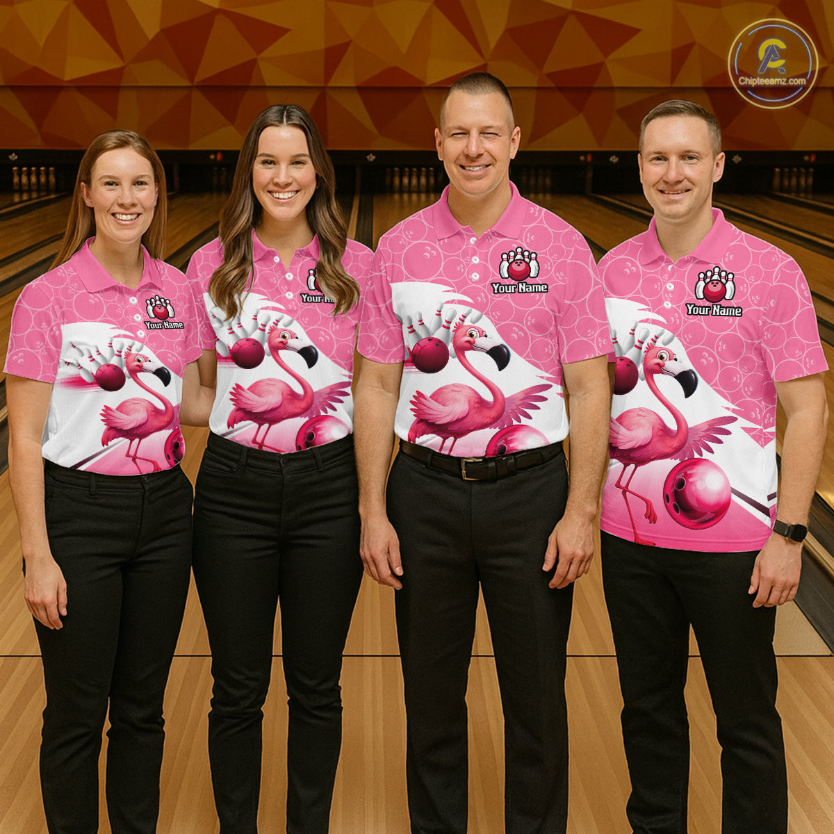 Funny Pink Flamingo Bowling Shirts for Women Custom Flamingo Team bowling jerseys, gift for bowlers NQS11715