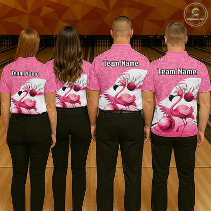 Funny Pink Flamingo Bowling Shirts for Women Custom Flamingo Team bowling jerseys, gift for bowlers NQS11715