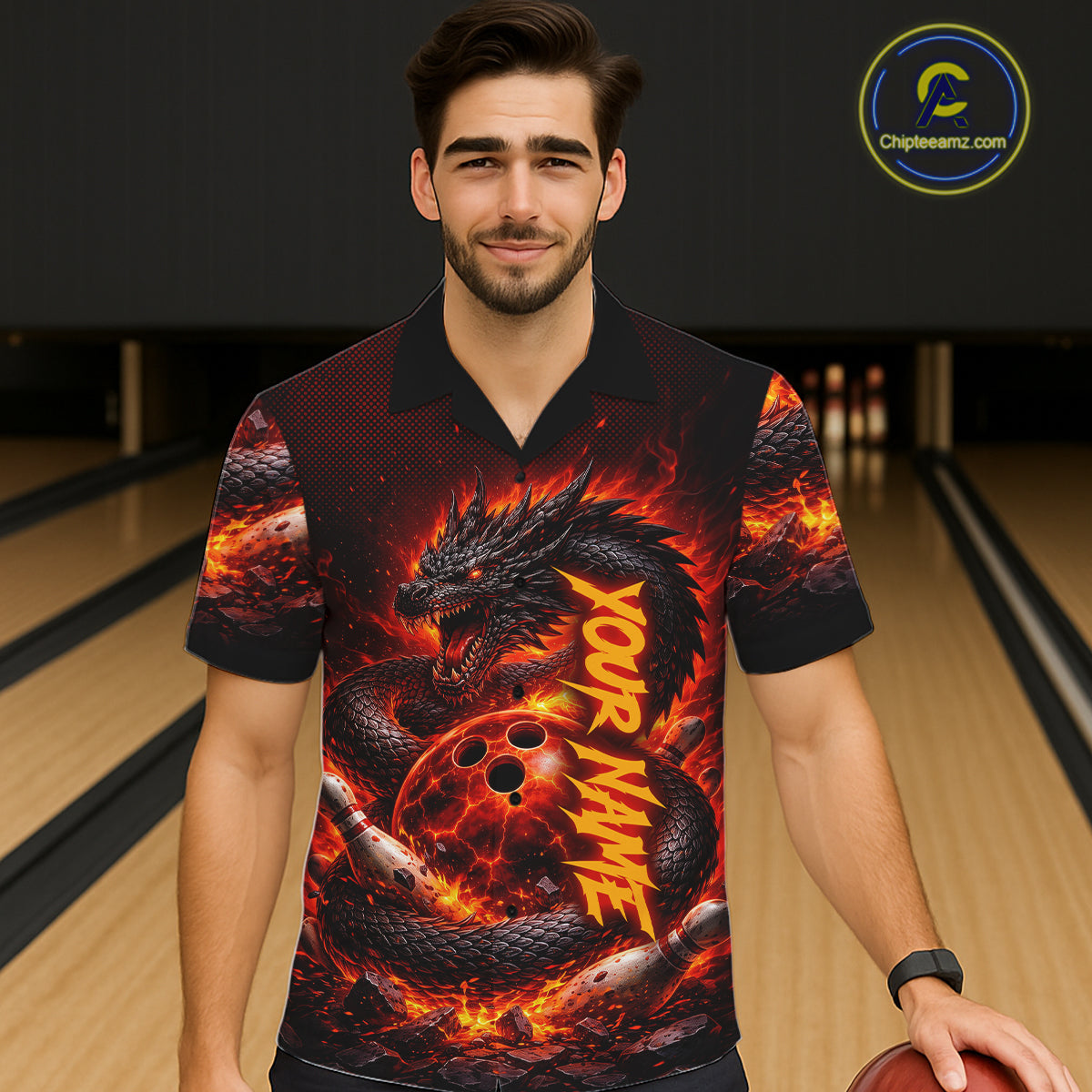 Custom Red Dragon Bowling Hawaiian Shirt, Team Bowling League jerseys NQS11588
