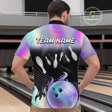 Load image into Gallery viewer, Bowling Polo Shirts For Men, 1/4 zip shirts Custom hologram Bowling Team Shirts Bowler Outfit NQS11385