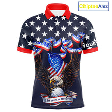 Load image into Gallery viewer, Custom 250 years of freedom Eagle American Flag Mens Golf Polo shirts, patriotic team golf outfit NQS11597