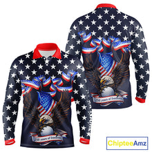 Load image into Gallery viewer, Custom 250 years of freedom Eagle American Flag Mens Golf Polo shirts, patriotic team golf outfit NQS11597