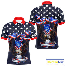 Load image into Gallery viewer, Custom 250 years of freedom Eagle American Flag Mens Golf Polo shirts, patriotic team golf outfit NQS11597