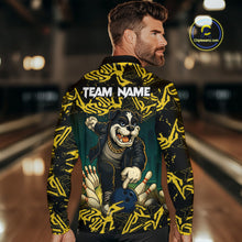 Load image into Gallery viewer, Black and Yellow Camo Funny Bulldog Bowling Shirts For Men Custom Cool Bowling Outfits Team Jerseys NQS11215